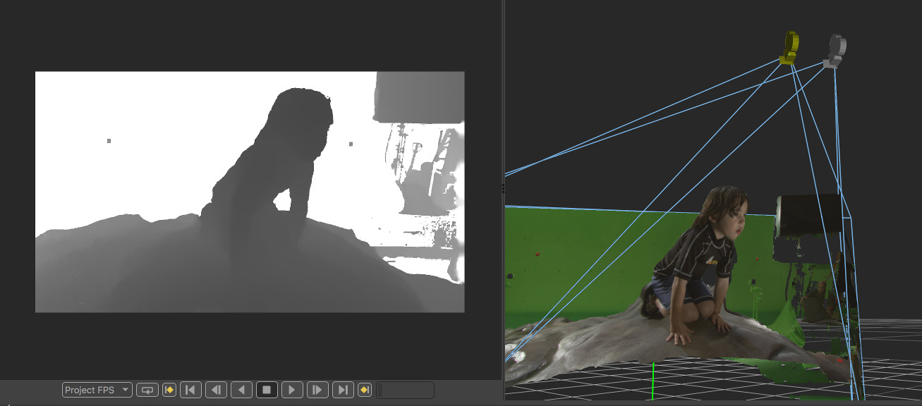 Grey scale and perspective view of the generated depth map