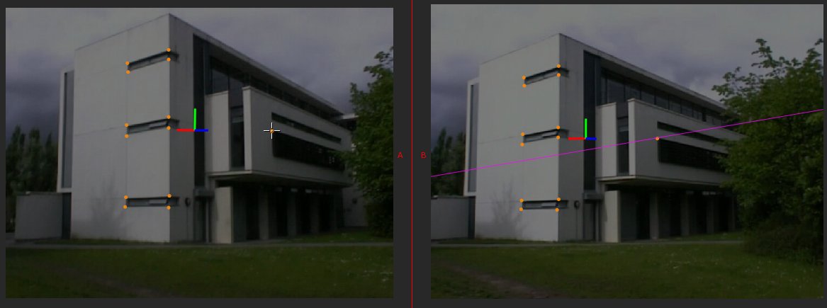 The epipolar line indicates where a feature is expected to lie