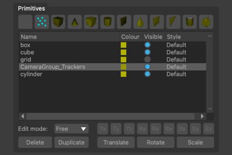 The Image Modelling node's primitives table