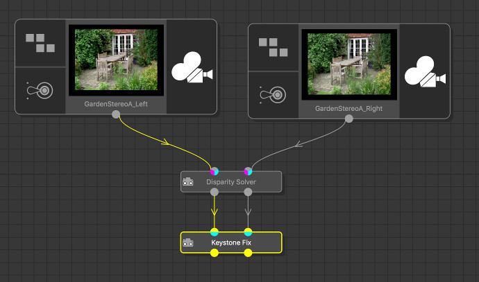A tracking tree with Disparity Solver and Keystone Fix nodes
