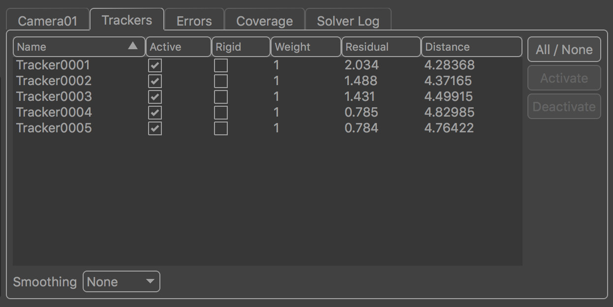 Mocap Tracker Controls