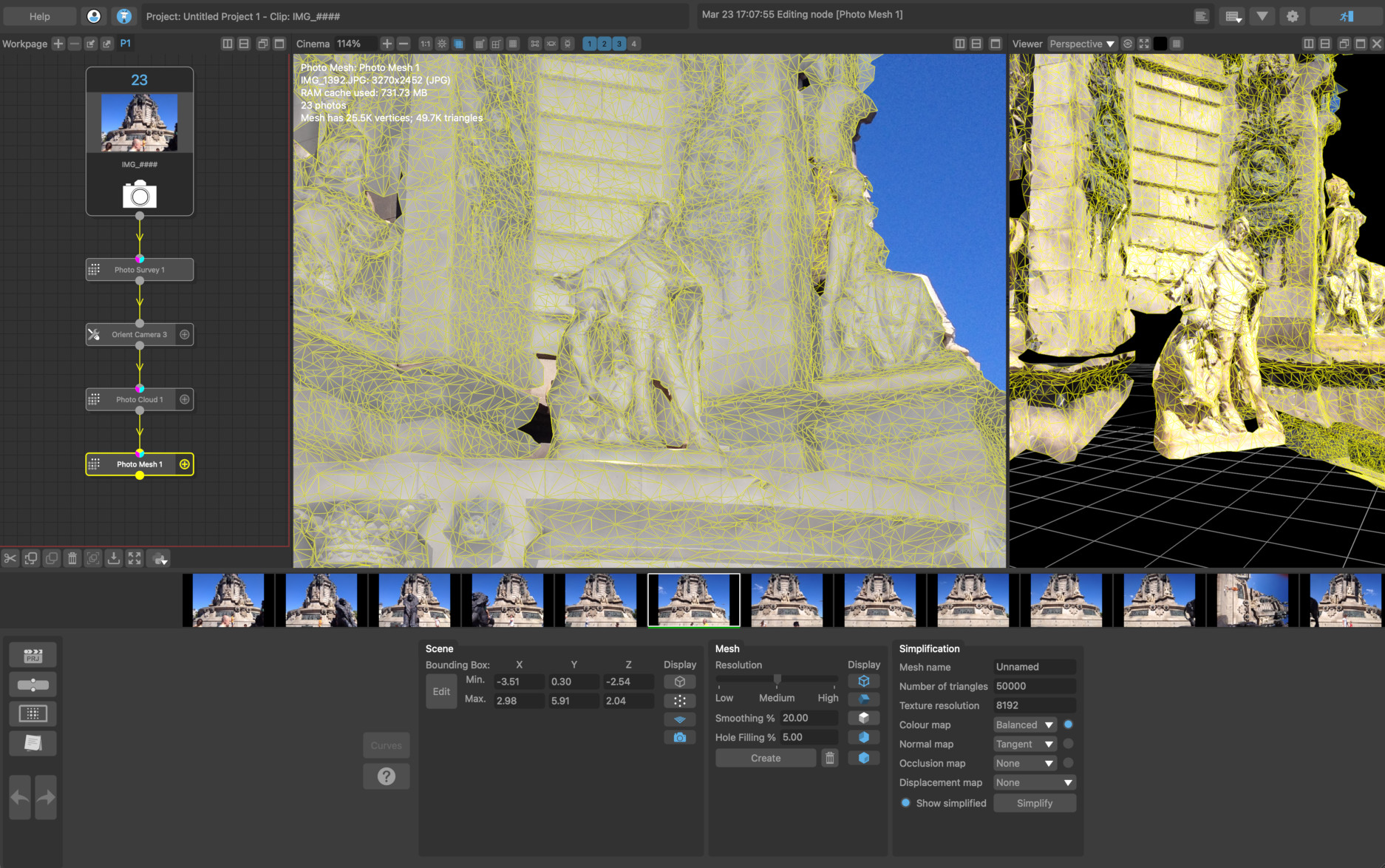 The Photo Mesh user interface