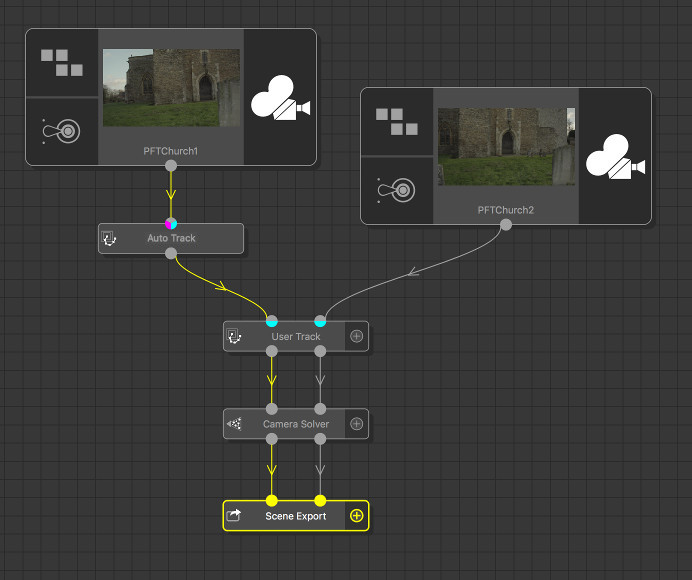 Tracking tree with two input clips
