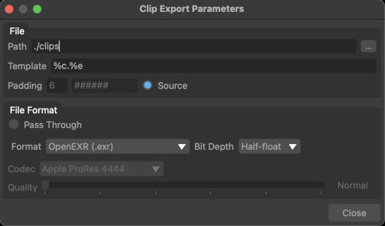 Media Export Parameters
