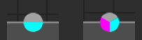 Two connectors with cyan indicators