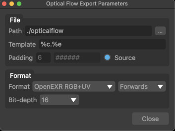 Optical Flow Export Parameters